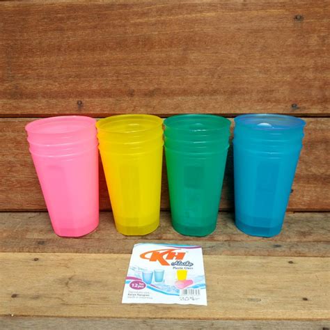 Jual GELAS PLASTIK KH WARNA WARNI 12 PCS Shopee Indonesia