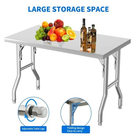 Dextrus 48" X 24" Stainless Steel Folding Table, Portable Prep Station ...