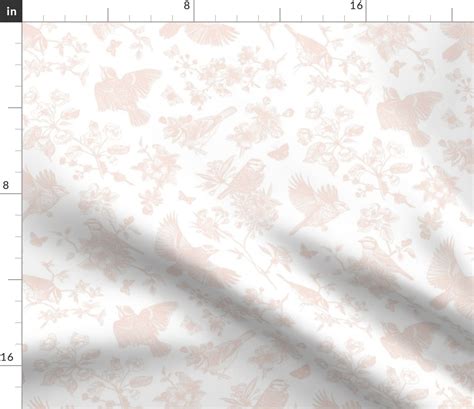 Sparrows In Florals Blush Fabric Spoonflower