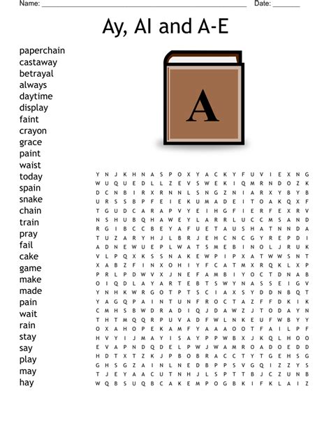 Ay Ai And A E Word Search Wordmint