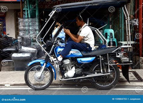 Tricycle Driver Rests and Uses Smartphone while Waiting for Passenger Editorial Image - Image of ...