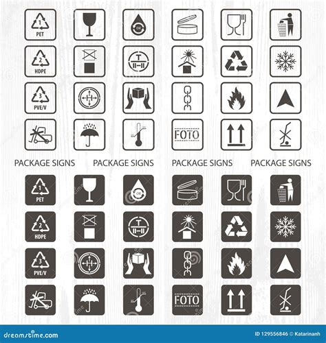 Vector Packaging Symbols Shipping Icon Set Including Recycling