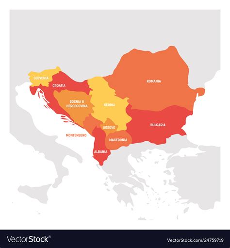 Southeast europe region map countries Royalty Free Vector