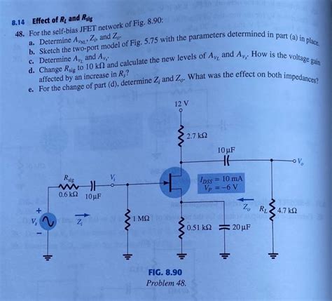 Solved 8 14 Effect Of Rl And Rsig 48 For The Self Bias Chegg