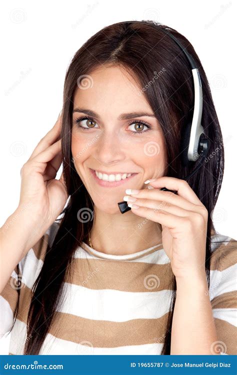 Bella Ragazza Del Brunette Con La Cuffia Immagine Stock Immagine Di Nero Modello
