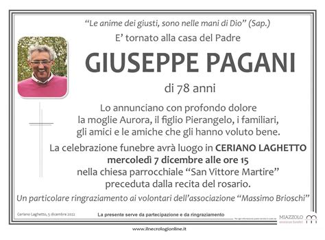 Giuseppe Pagani Necrologi Online E Annunci Funebri