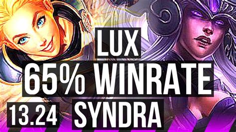 LUX Jhin Vs SYNDRA Ez SUP 6 0 6 65 Winrate Dominating KR