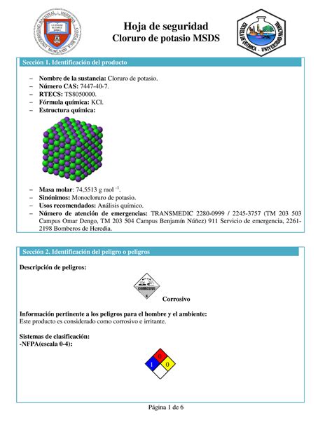 Hoja De Seguridad Del Cloruro De Potasio Image To U