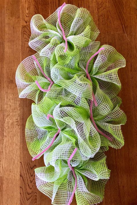 At Home Craft Diy Deco Mesh Swag Wreath Made Using The Ruffle Method