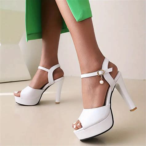 Womens Platform High Heels Fashion Peep Toe Ankle Strap Slingback