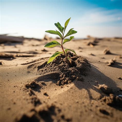 Planta Que Crece En La Arena Del Desierto Imagen Premium Generada Con Ia