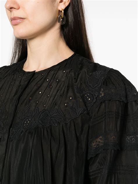 Isabel Marant Gyliane Broderie Anglaise Midi Dress Black Farfetch