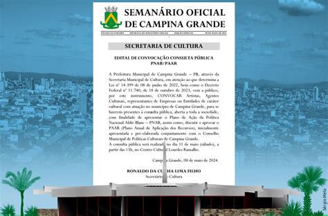 Secretaria De Cultura De Campina Grande Convoca Consulta P Blica Para