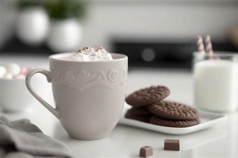 Premium AI Image A Cup Of Hot Cocoa For One On A White Table With