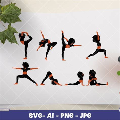 Afro Yoga Pose Digital Png Ai Svg Instant Etsy Uk