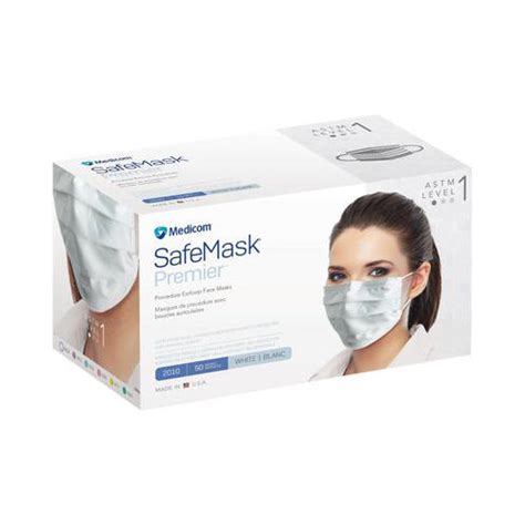 Medicom 2010 Safemask Premier Earloop Face Masks Astm Level 1 White 50