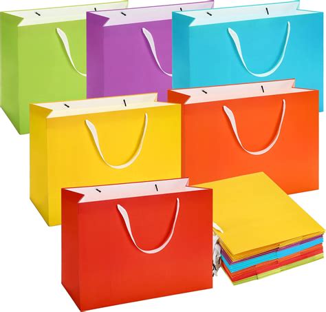 24 Pcs Assorted Color Large T Bags Colorful Cardboard