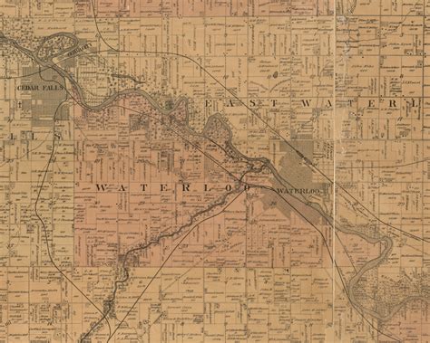 Waterloo Iowa 1887 Old Town Map Custom Print Black Hawk Co Old Maps