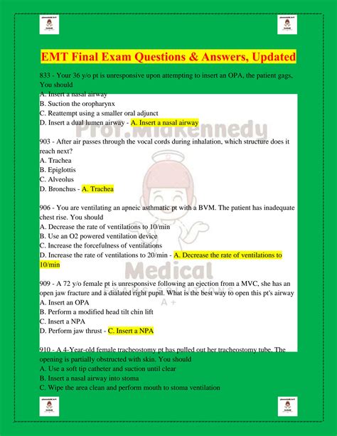 Solution Emt Final Exam Questions Answers Updated Studypool