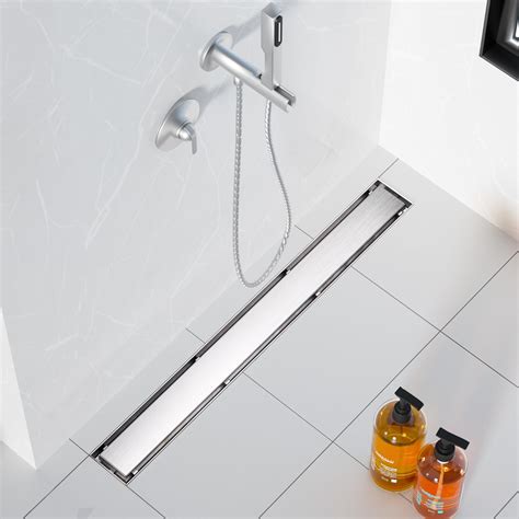 neodrain brushed   linear shower drainwith    flat tile