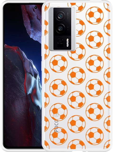 Cazy Hoesje Geschikt Voor Poco F Pro Orange Soccer Balls Bol