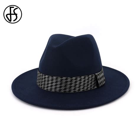 Fs Autumn Winter Wool Felt Fedoras Hats For Men Men Jazz Hat Trilby Wide Brim Church Dress Round