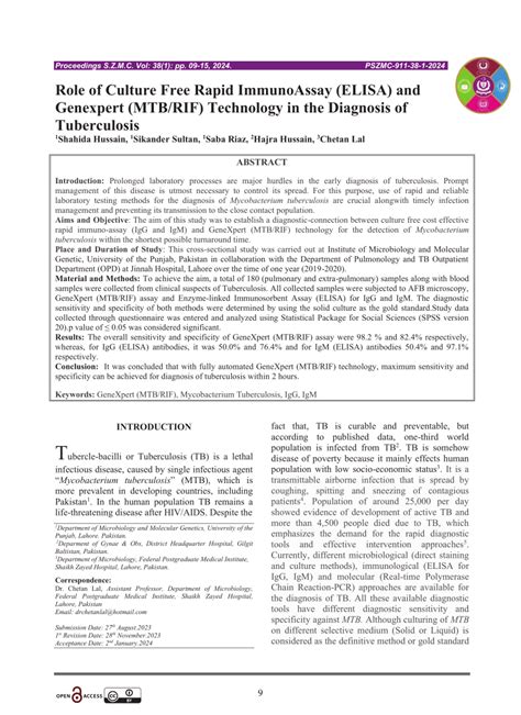 Pdf Role Of Culture Free Rapid Immunoassay Elisa And Genexpert Mtb