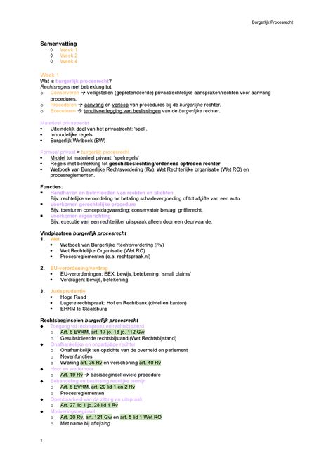 Samenvatting Burgerlijk Procesrecht 2022 23 Samenvatting Week 1 Week