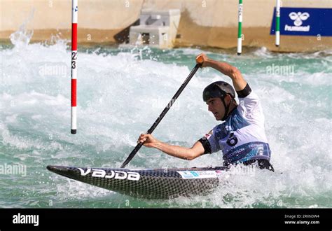 Miquel Trave Of Spain Competes In The Men S C1 At The ICF Canoe Slalom