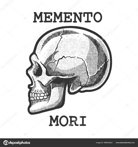 Human Skull Memento Mori Phrase Artistic Symbolic Trope Sketch Halftone