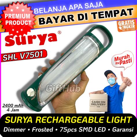 Jual Surya Rechargeable Emergency Lamp Shl V Frosted Hemat Energi