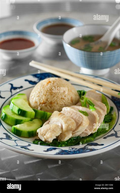 Singapore chicken rice. Hainanese style Stock Photo - Alamy