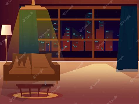 Premium Vector | Vector cartoon living room interior backgroundcozy ...