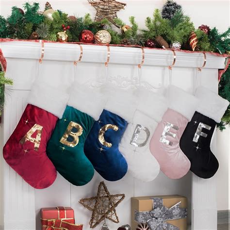 Amazon BHD BEAUTY Initial Christmas Stockings Red Velvet Gold