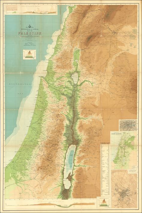 Topographical And Physical Map Of Palestine Compiled From Palestine Exploration Fund Surveys And