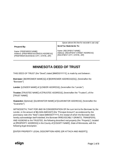 Minnesota Deed Of Trust Doc Template Pdffiller