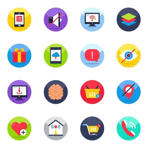 Pack De Iconos Planos Ui Y Ux Vector Premium