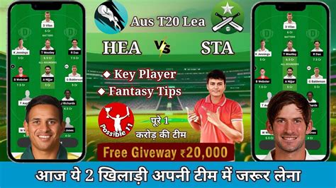 HEA Vs STA Dream11 Prediction Brisbane Heat Vs Melbourne Stars Today