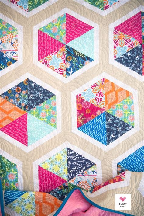 Free Spirit Fabrics Triangle Hexies Quilt Quilty Love Hexie Quilt