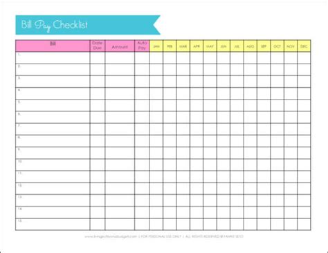 Printable Bill Pay Checklist Bill Payment Checklist Saving Money - Bank2home.com