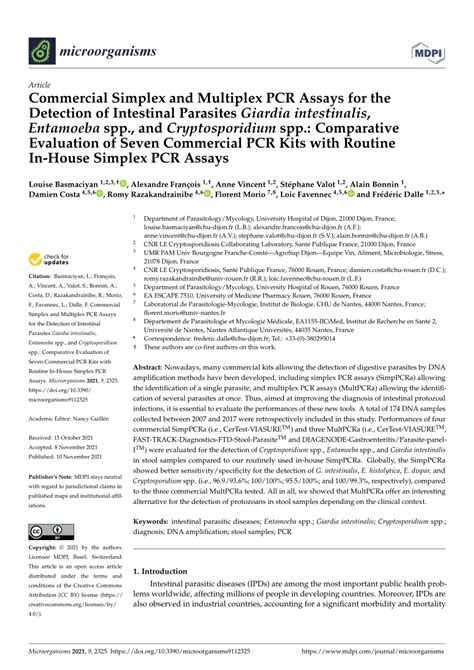 PDF Commercial Simplex And Multiplex PCR Assays For The Detection Of