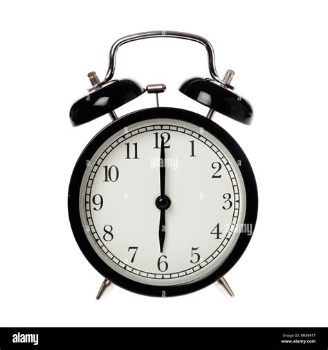 Back Alarm Clock With Analog Display Six O Clock Isolated On White