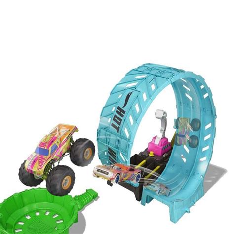 Pista Hot Wheels Carrinhos Monster Trucks Desafio do Loop Épico Brilha no Escuro