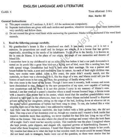 Cbse Class English Sample Paper Set C Solved