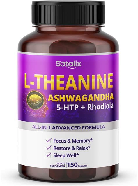 Amazon Sotalix L Theanine Supplement 10 750mg With Ashwagandha 5