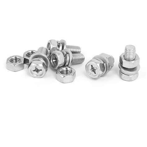 M X Mm Stainless Steel Hex Head Bolts Nuts W Washers Sets