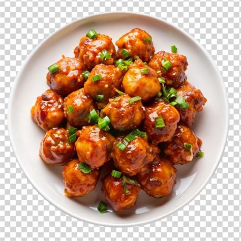 Premium PSD Gobi Manchurian Appetizer On White Plate Isolated On