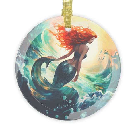 Mermaid Glass Christmas Ornament Mermaid Ornament Ocean Theme