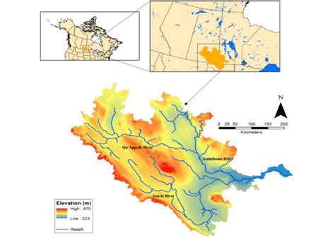 The Location Map And Topography Of The Assiniboine River Basin Arb