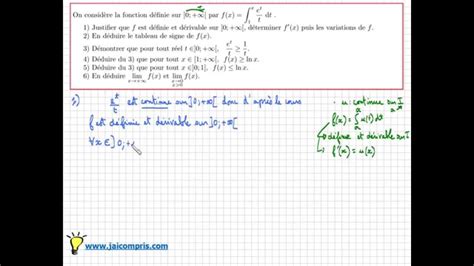 étudier une fonction définie par une intégrale Maths Terminale S